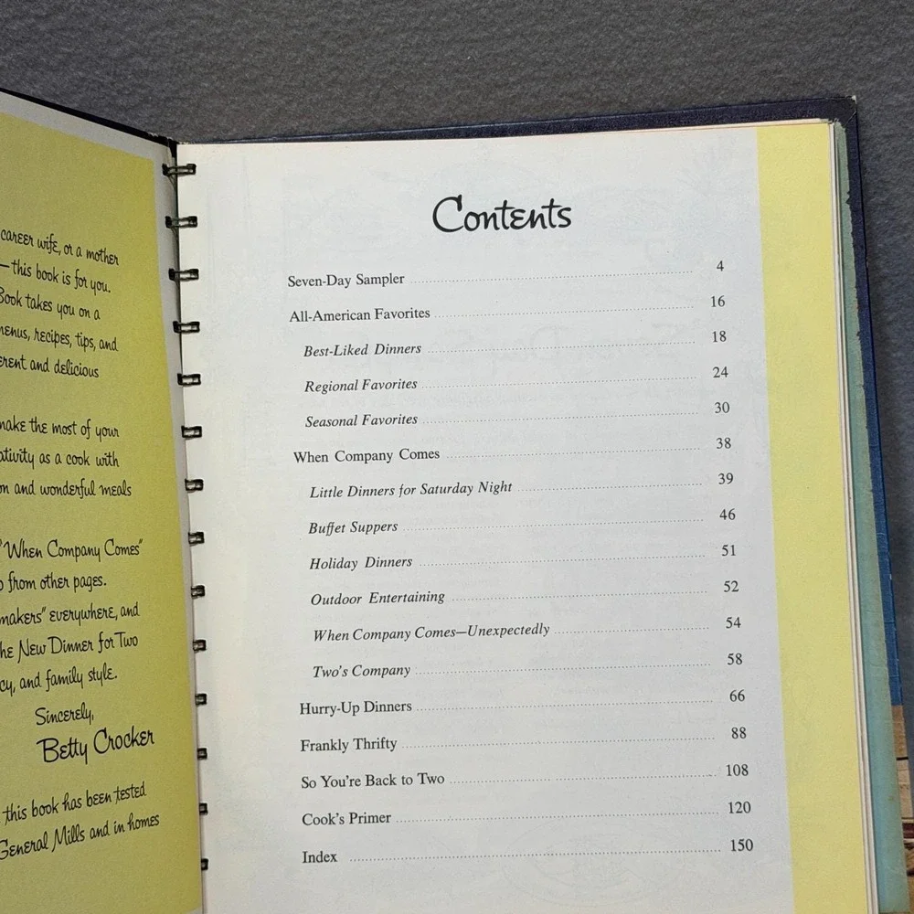Vintage 1964 Betty Crocker New Dinner for Two Cookbook 1st Ed 1st Print Ring